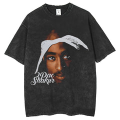 Men T Shirts Printing Old Washing Retro Casual