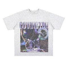 Film Star T Shirt Cotton Short Sleeve Loose Retro Design round Neck Heavy T-shirt Men