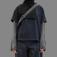 Men Jacket Fake Two Long-sleeved Color Matching T-shirt