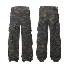 American Mens Jeans Vintage Heavy Industry Camo Multi-Pocket Jeans