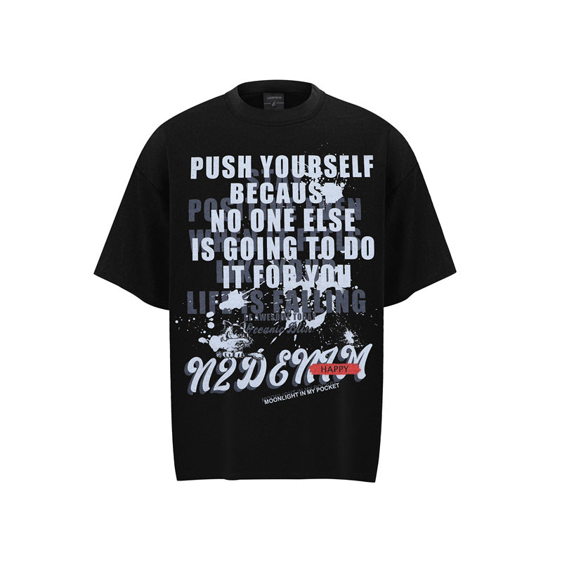 80s Casual Classics Shirts Vintage Washed Alphabet Short Sleeve Loose Short Sleeve T-Shirt