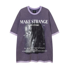 Camisas Vintage Hombre Figure Pattern Crew Neck Short Sleeve T-Shirt