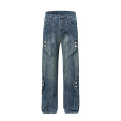 American Men Jeans Vintage Tooling Jeans Straight Loose Casual Floor Pants