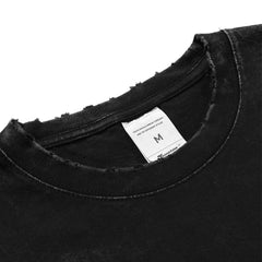 Men T Shirts Empty Mountain Base Machine T-Shirt Punk Style Short Sleeve Loose Crew Neck Washed and Old