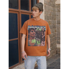 Film Star T Shirt Trendy Cotton Short Sleeve Loose round Neck Retro Heavy T-shirt