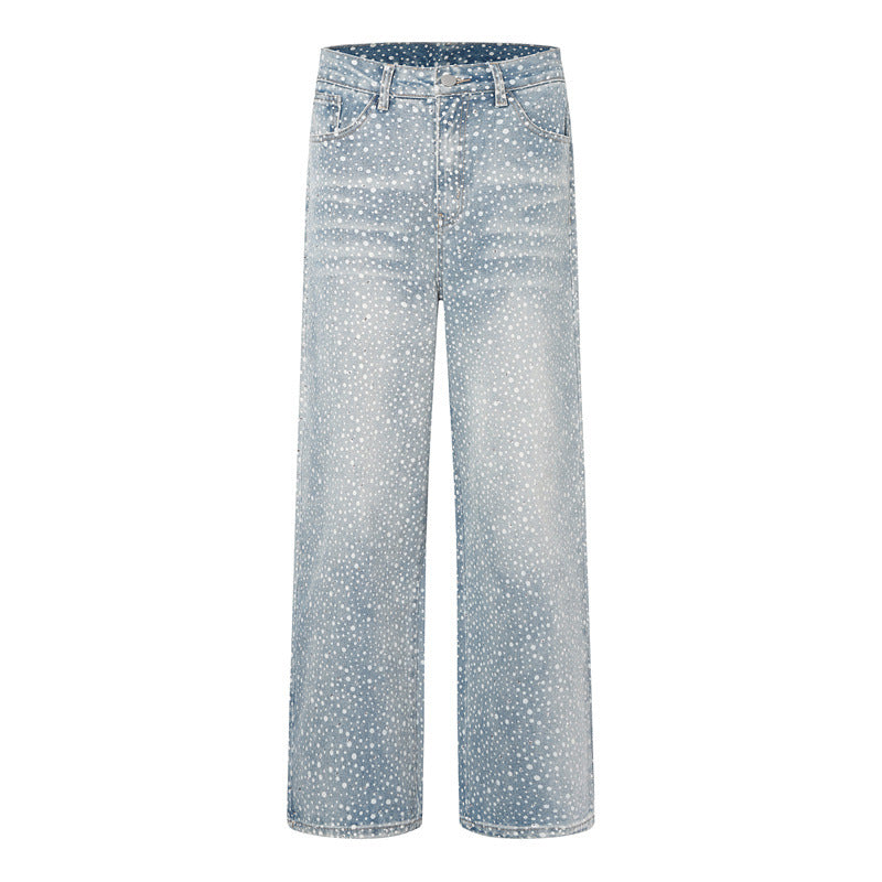 American Men Jeans Vintage Wash Old Straight Jeans