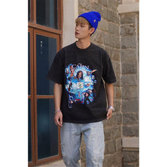 Film Star T Shirt Movie Forest Cabin Cotton Loose Short Sleeve American Retro Trendy T-shirt for Men