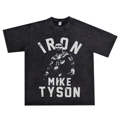 Film Star T Shirt Mike Tyson Washed Distressed T-shirt Short Sleeve Loose