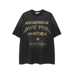 Camisas Vintage Hombre retro gradual change washed neutral wind round neck men's and women's short-sleeved T-shirt