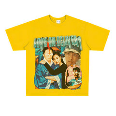 Film Star T Shirt Fragrant Short Sleeve Retro American Street T-shirt for Men and Women