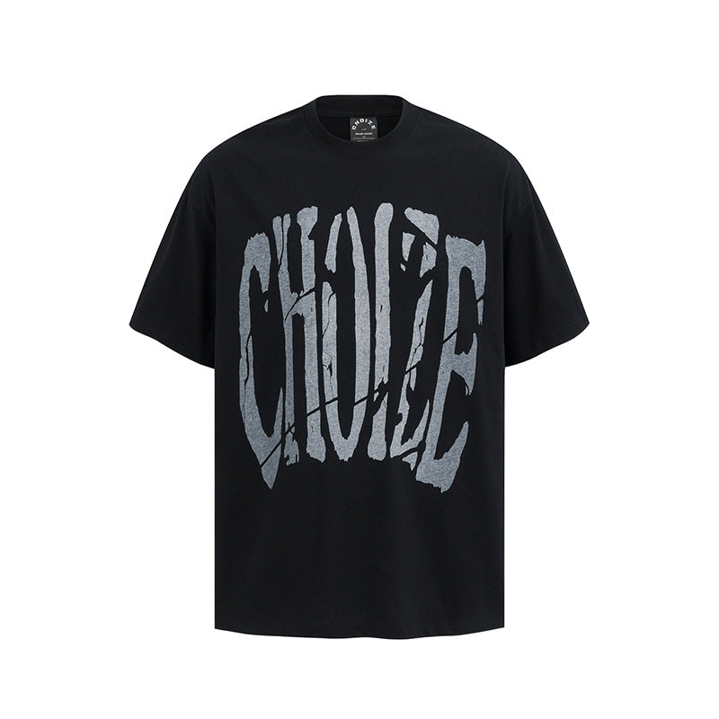 Camisas Vintage Hombre Graffiti Letter Print Short Sleeve T-Shirt