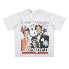 Film Star T Shirt Loose Heavy American Retro Street Cotton Personalized T-shirt for Men and Women