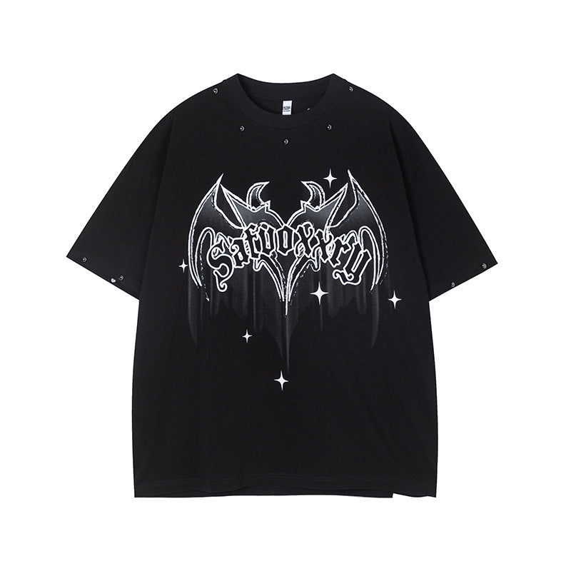 Camisas Vintage Hombre Wings Print Short Sleeve T-Shirt