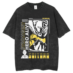 Men T Shirts Old Washed Short Sleeve T-Shirts Street Printing Loose