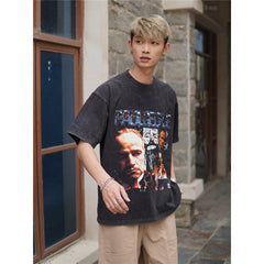 Film Star T Shirt Cotton Short Sleeve Loose round Neck Retro Design T-shirt for Men