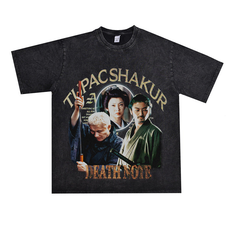 Film Star T Shirt Japanese Movie Zatōichi Loose Street Cotton T-shirt Men