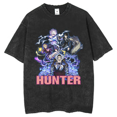 Men T Shirts Full-time Hunter Print T-Shirt Short Sleeve Washed Old
