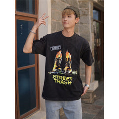Film Star T Shirt Movie Garbage Street cotton loose short sleeve American retro trend T-shirt men