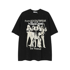 Camisas Vintage Hombre Vintage Heavy Craft Print Short Sleeve T-Shirt