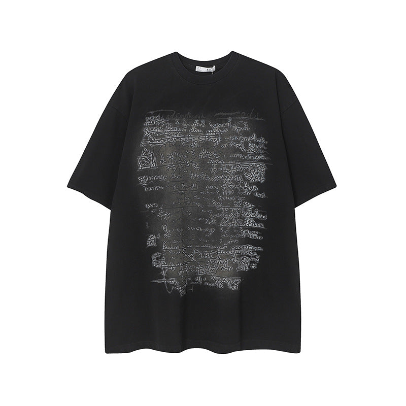 Camisas Vintage Hombre Vintage Alphabet Graffiti Short Sleeve T-Shirt oversize