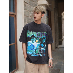 Film Star T Shirt Short Sleeve Loose Retro American T-shirt Men