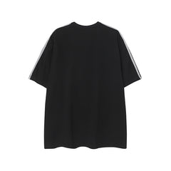 Camisas Vintage Hombre Vintage Striped Portrait Loose Short Sleeve T-Shirt