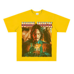 Film Star T Shirt Vintage American Street Printed round Neck T-shirt for Men and Women