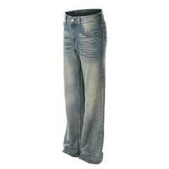 American Mens Jeans retro washed and made old micro-pull trousers