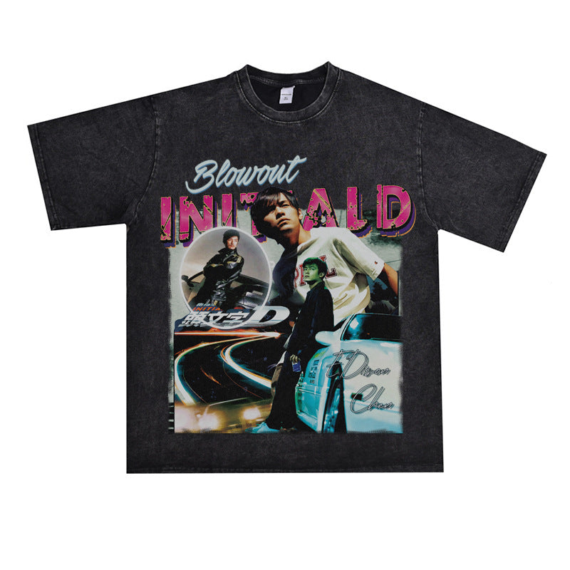 Film Star T Shirt Jay Chou Short Sleeve Retro Street Printed round Neck T-shirt for Men and Women
