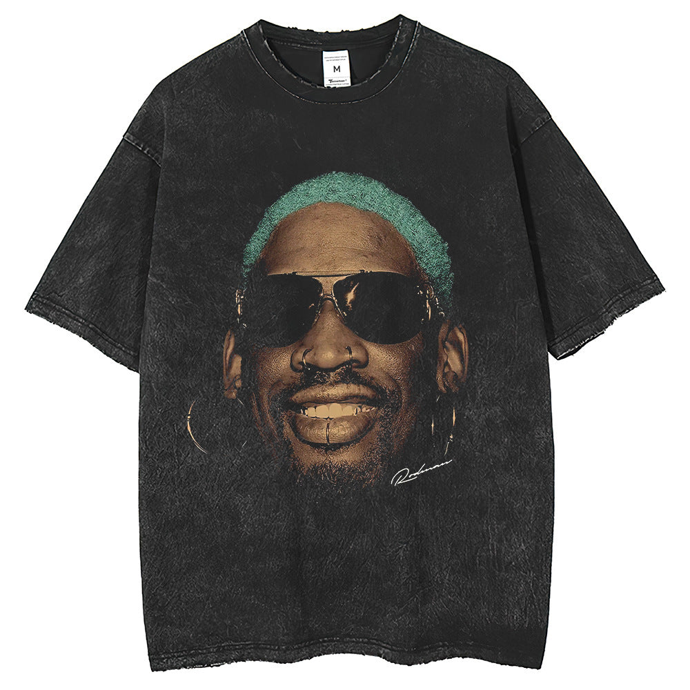 Men T Shirts American Vintage Wash Short Sleeve T-Shirt Street Hip Hop