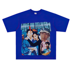 Film Star T Shirt Fragrant Short Sleeve Retro American Street T-shirt for Men and Women