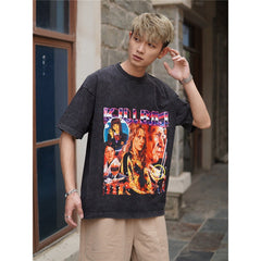 Film Star T Shirt Classic Movie Kill Bill Short Sleeve Loose Street Printed T-shirt Men and Women