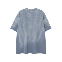 Camisas Vintage Hombre Vintage Washed Old Letter Print Short Sleeve T-Shirt