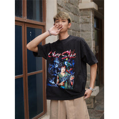 Film Star T Shirt Cotton Short Sleeve Loose Retro American Design T-shirt Men