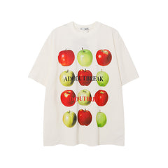 Camisas Vintage Hombre Summer Dopamine Apple Print Short Sleeve T-Shirt