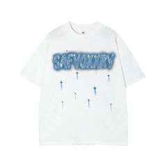 Camisas Vintage Hombre Alphabet Star Print Short Sleeve T-Shirt
