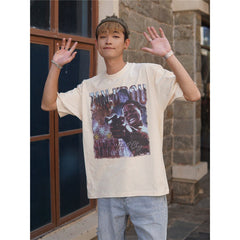 Film Star T Shirt Cotton Short Sleeve Loose round Neck Retro T-shirt for Men