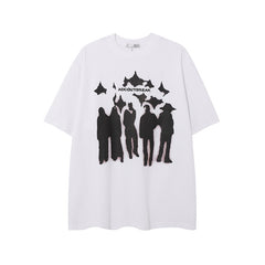 Camisas Vintage Hombre Vintage Washed Old Printed Short Sleeve T-Shirt