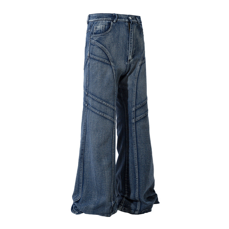 American Men Jeans Washed Loose Pants Wide Leg Pants