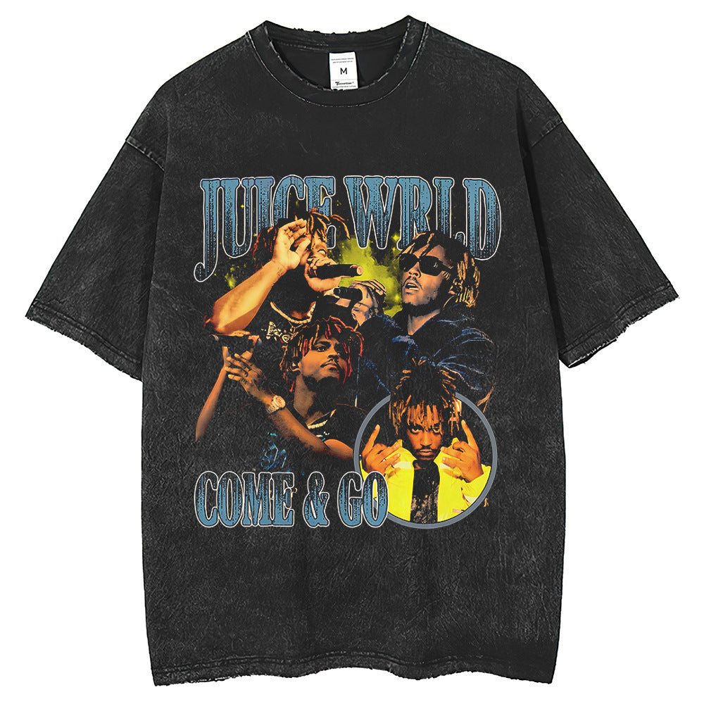 Men T Shirts do old wash water rock hip hop hiphop T-shirt print short sleeve