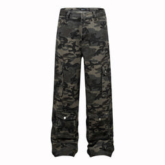 American Mens Jeans Straight Pants Loose Casual Jeans