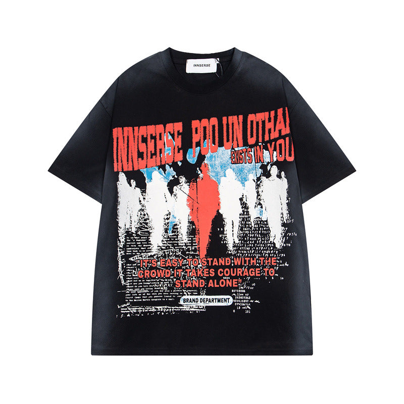 Ellie Seattle Shirt Washed Old Tie-Dye Spray Crew Neck T-Shirt