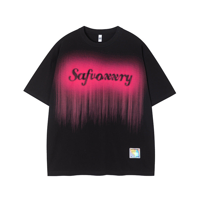 Camisas Vintage Hombre Short Sleeve T-Shirt Loose Graffiti Print Top