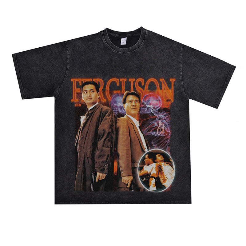 Film Star T Shirt Movie the Killer Derivative Short Sleeves Retro American Street T-shirt Men and Women