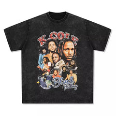 Kendrick Lamar T Shirts kendrick lamar J · cole Vintage Wash Loose Short Sleeves