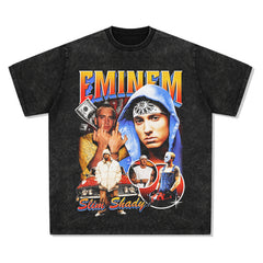 Detroit Eminem T Shirt Vintage Loose Heavy Crew Neck T Shirt