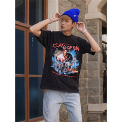 Film Star T Shirt Trendy Cotton Short Sleeve Loose American Retro T-shirt for Men and Women