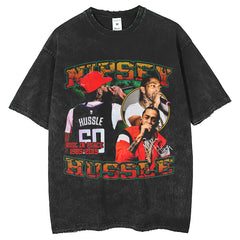 Men T Shirts Old Printed Short Sleeve T-Shirt Hip Hop Vintage Casual