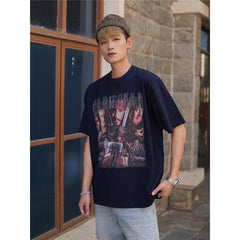 Film Star T Shirt Trendy Cotton Short Sleeve Loose round Neck Retro Design T-shirt for Men and Women