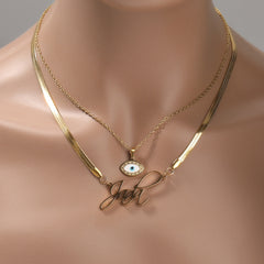 Jewelry Blue Eye Shape Necklace Personalized Customization Word Up Alphabet Pieces